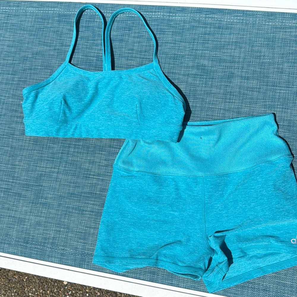 Alo Soft Sports Bra and Shorts Set